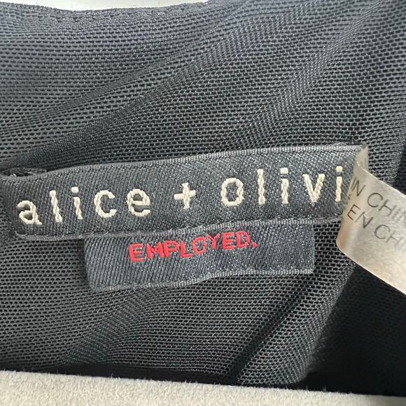 Alice + Olivia Employed 3/4 Sleeve Skater Mini Dress Women's Size 0 Black Lined - Picture 6 of 10